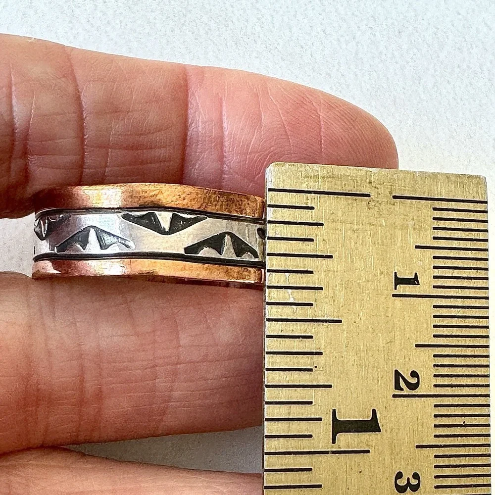 Mens Navajo Sterling Copper Wedding Band Sz‎ 13 Ring Signed Secatero Native Amer